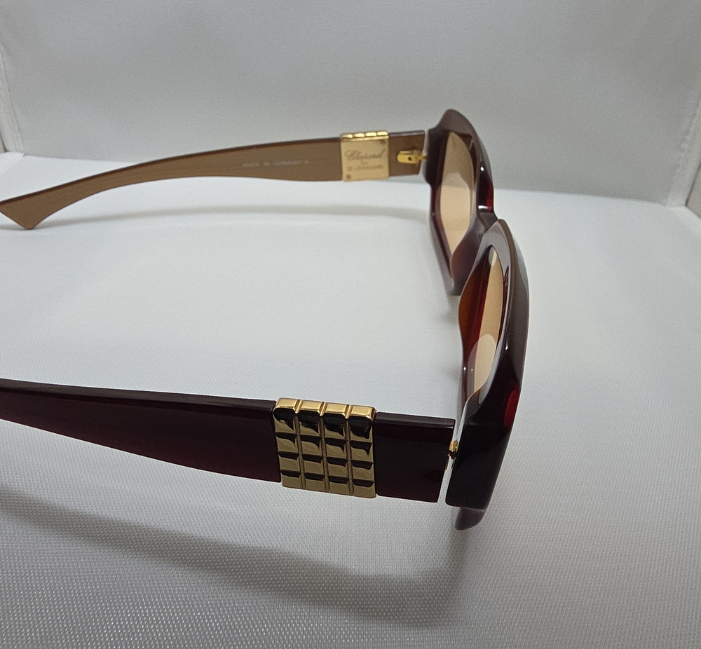 !!Clearance Sale!! Chopard Burgundy/Caramel/Gold Square Sunglasses - Picture 7 of 10
